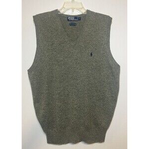 Vintage Polo Ralph Lauren Sweater Vest Mens Large Olive Green Lambswool Academia
